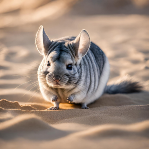 Chinchilla in freier Wildbahn beim Sandbad